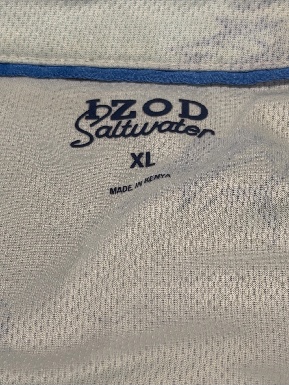 IZOD Saltwater Mens Blue Marlin Fish Print Polo Shirt Pocket XL - Picture 2 of 3